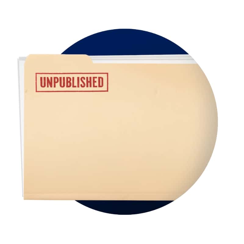 An illustration of a folder with unpublished stamped on it in red ink